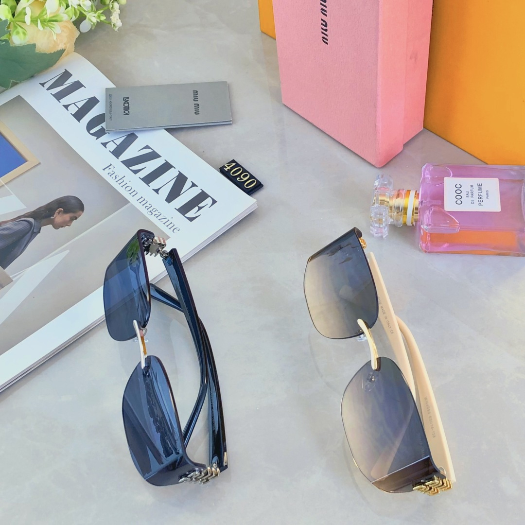 🔥🔥miumi*2025辣妹风曲面无边框网红街拍墨镜女高级感时髦防晒太阳眼镜女潮