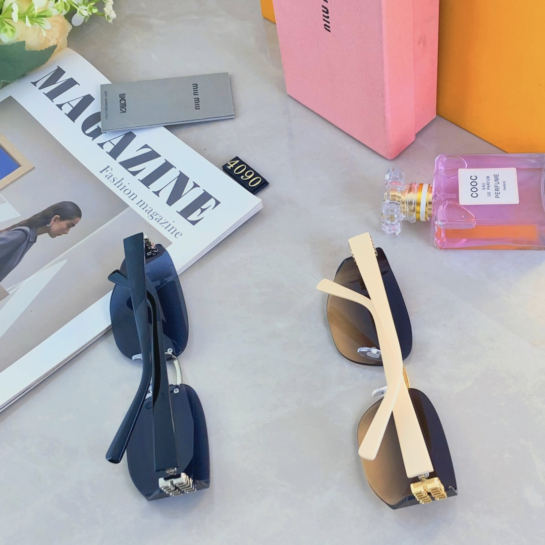 🔥🔥miumi*2025辣妹风曲面无边框网红街拍墨镜女高级感时髦防晒太阳眼镜女潮