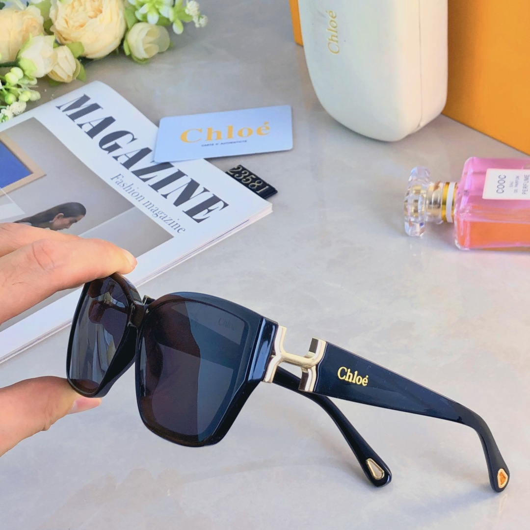 🔥🔥Chlo*防紫外线墨镜金属配件高级感欧美新款眼镜百搭猫眼太阳镜男女