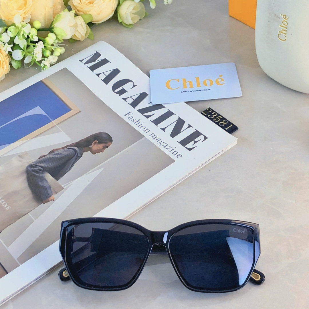 🔥🔥Chlo*防紫外线墨镜金属配件高级感欧美新款眼镜百搭猫眼太阳镜男女