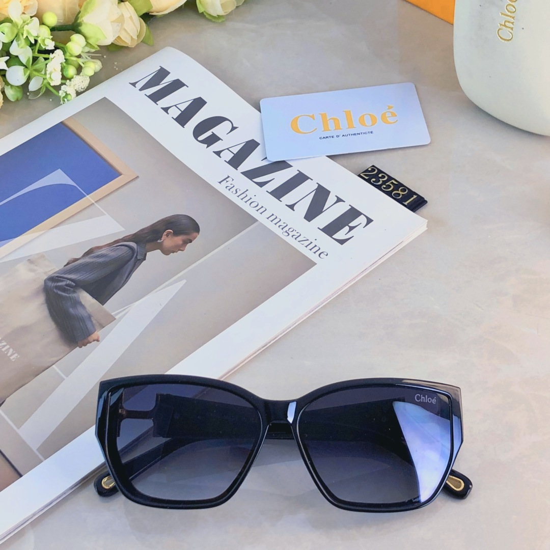 🔥🔥Chlo*防紫外线墨镜金属配件高级感欧美新款眼镜百搭猫眼太阳镜男女