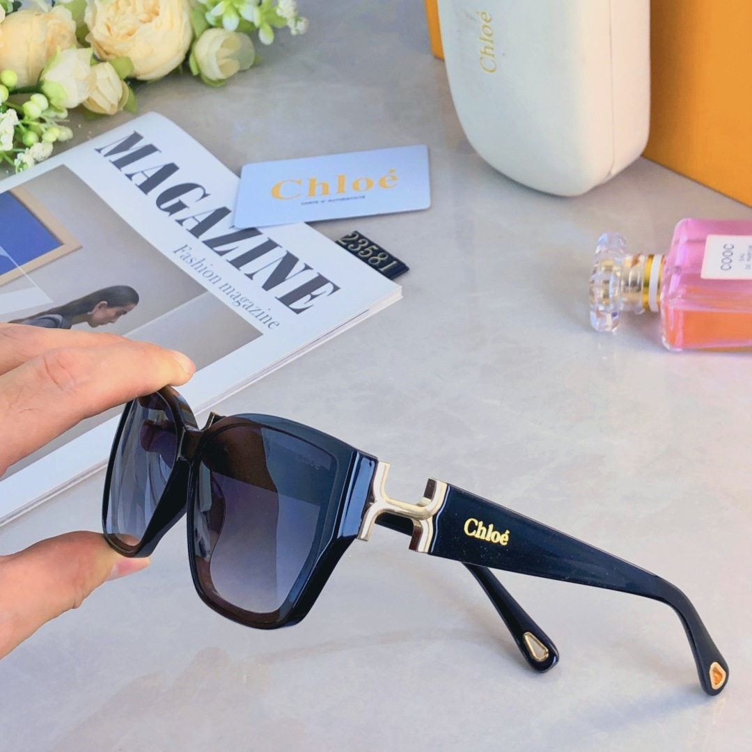 🔥🔥Chlo*防紫外线墨镜金属配件高级感欧美新款眼镜百搭猫眼太阳镜男女