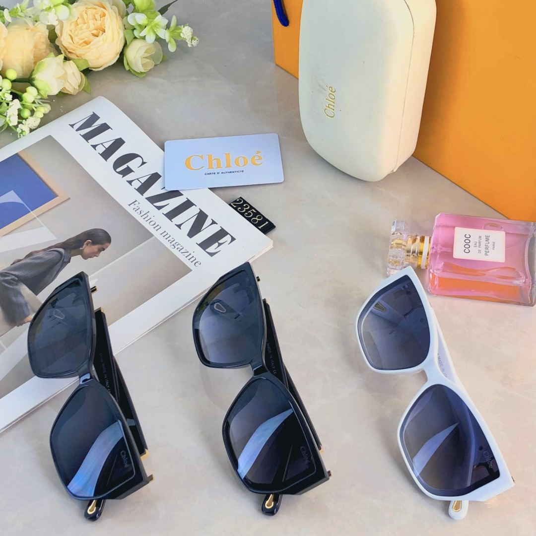 🔥🔥Chlo*防紫外线墨镜金属配件高级感欧美新款眼镜百搭猫眼太阳镜男女