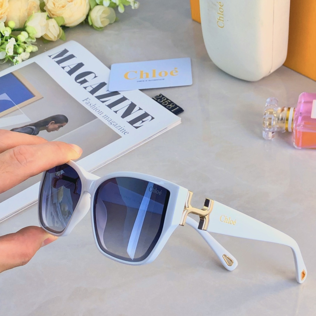 🔥🔥Chlo*防紫外线墨镜金属配件高级感欧美新款眼镜百搭猫眼太阳镜男女