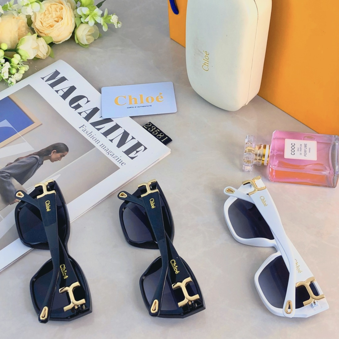 🔥🔥Chlo*防紫外线墨镜金属配件高级感欧美新款眼镜百搭猫眼太阳镜男女