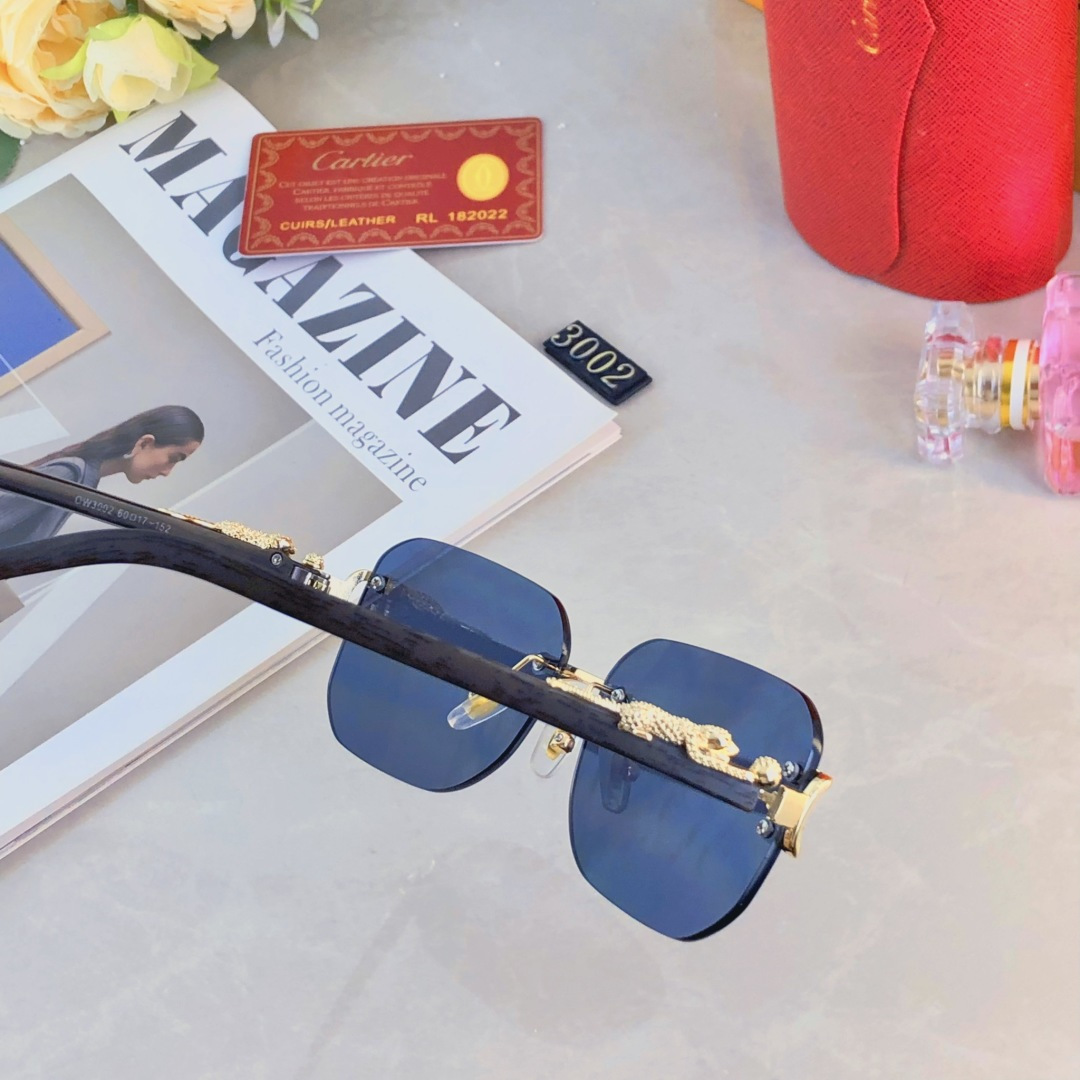 🔥🔥Cartie*复古豹子头金属墨镜无框太阳镜男女小框经典素颜ins遮阳时尚