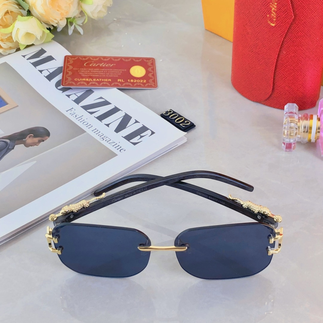 🔥🔥Cartie*复古豹子头金属墨镜无框太阳镜男女小框经典素颜ins遮阳时尚