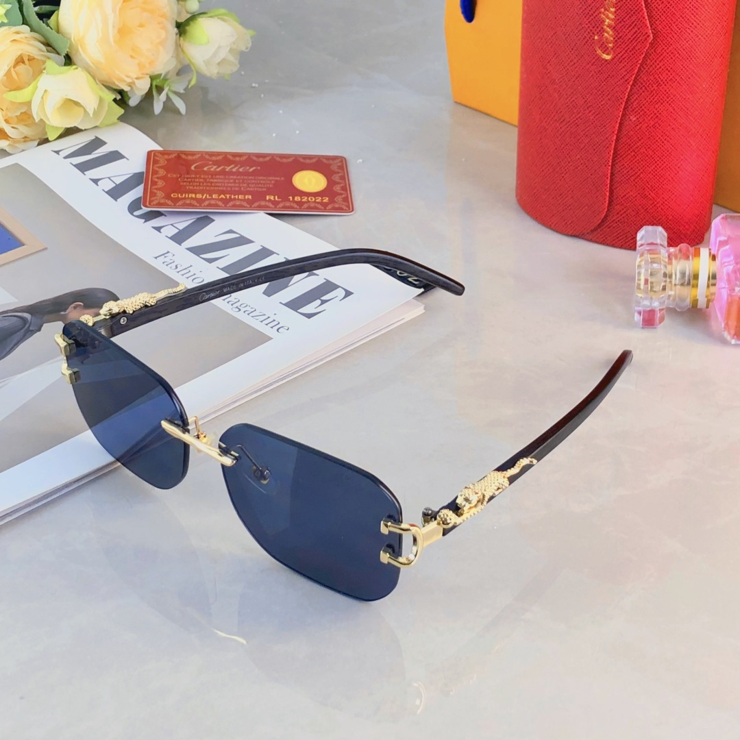 🔥🔥Cartie*复古豹子头金属墨镜无框太阳镜男女小框经典素颜ins遮阳时尚