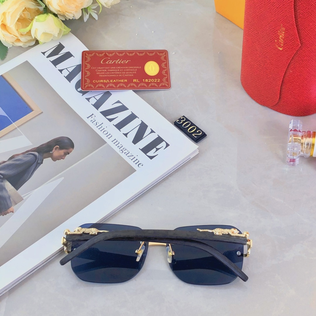 🔥🔥Cartie*复古豹子头金属墨镜无框太阳镜男女小框经典素颜ins遮阳时尚