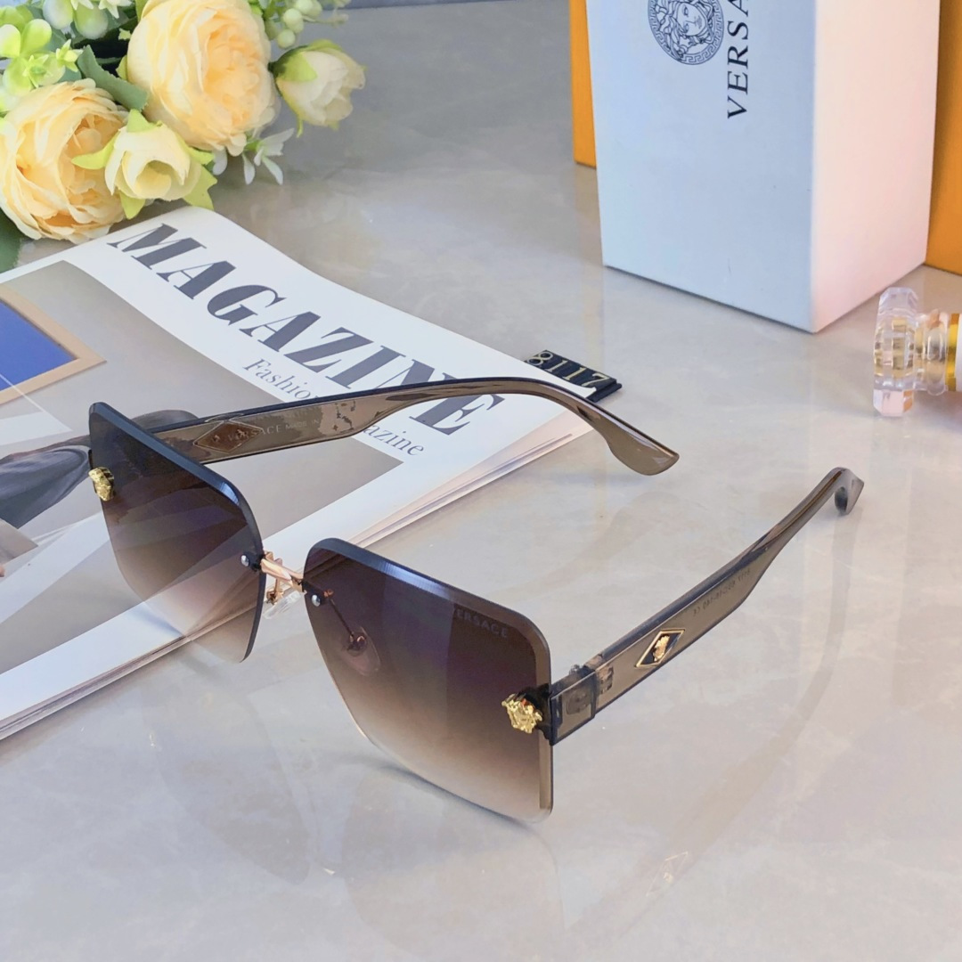 。。Versac*太阳眼镜无边框时尚新款女士ins网红街拍防紫外线墨镜潮