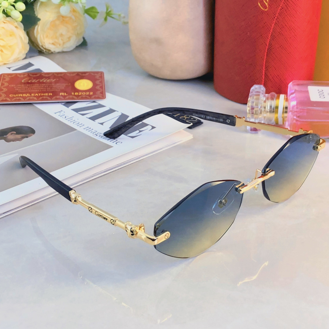 。。Cartie*欧美时尚金属INS风多边形无框轻奢太阳镜户外防晒拍照墨镜