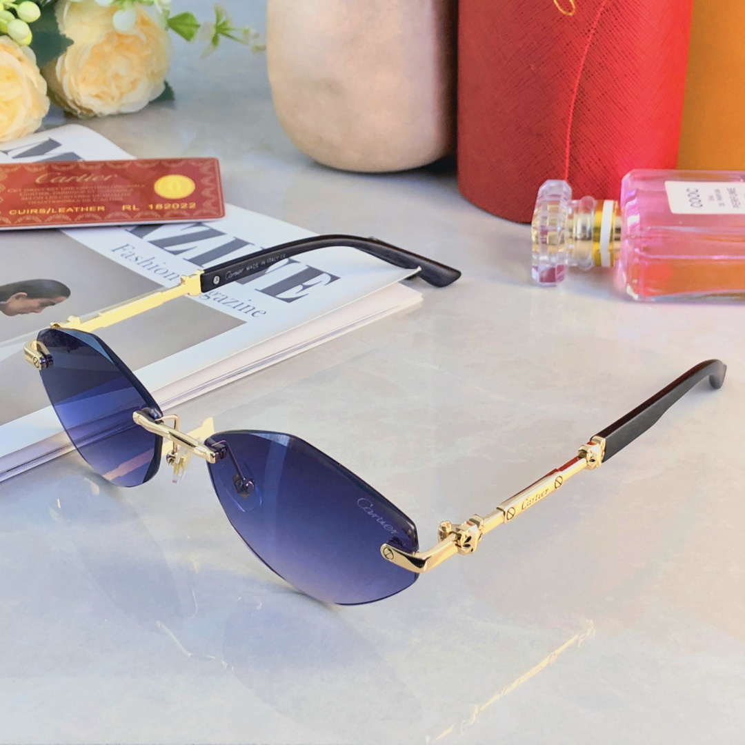 。。Cartie*欧美时尚金属INS风多边形无框轻奢太阳镜户外防晒拍照墨镜