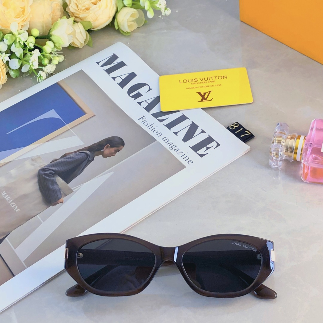 。。Louis vuitto*2025新款复古猫眼墨镜女款高级感潮辣妹度假偏光太阳眼镜圆脸显瘦