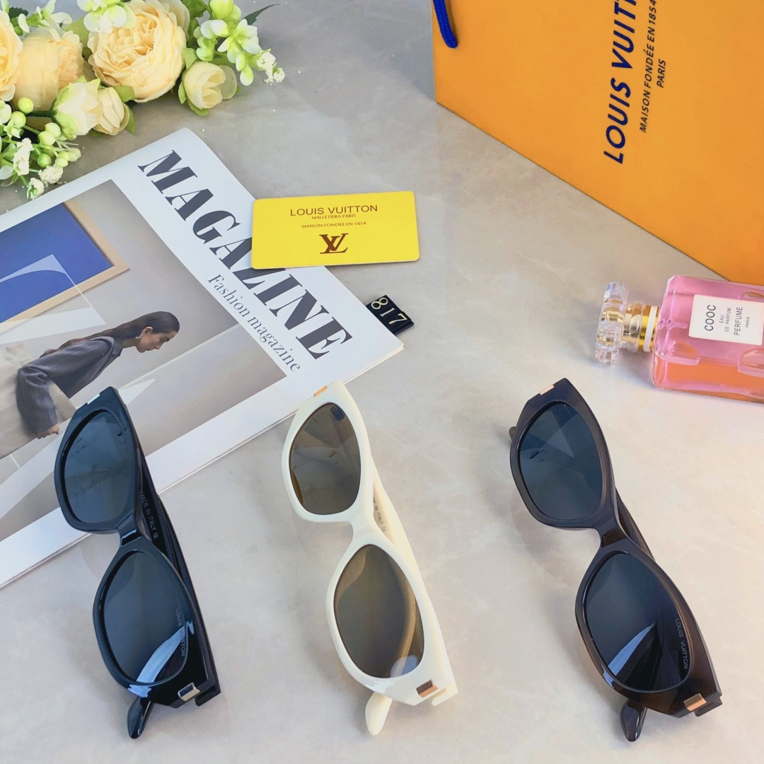 。。Louis vuitto*2025新款复古猫眼墨镜女款高级感潮辣妹度假偏光太阳眼镜圆脸显瘦