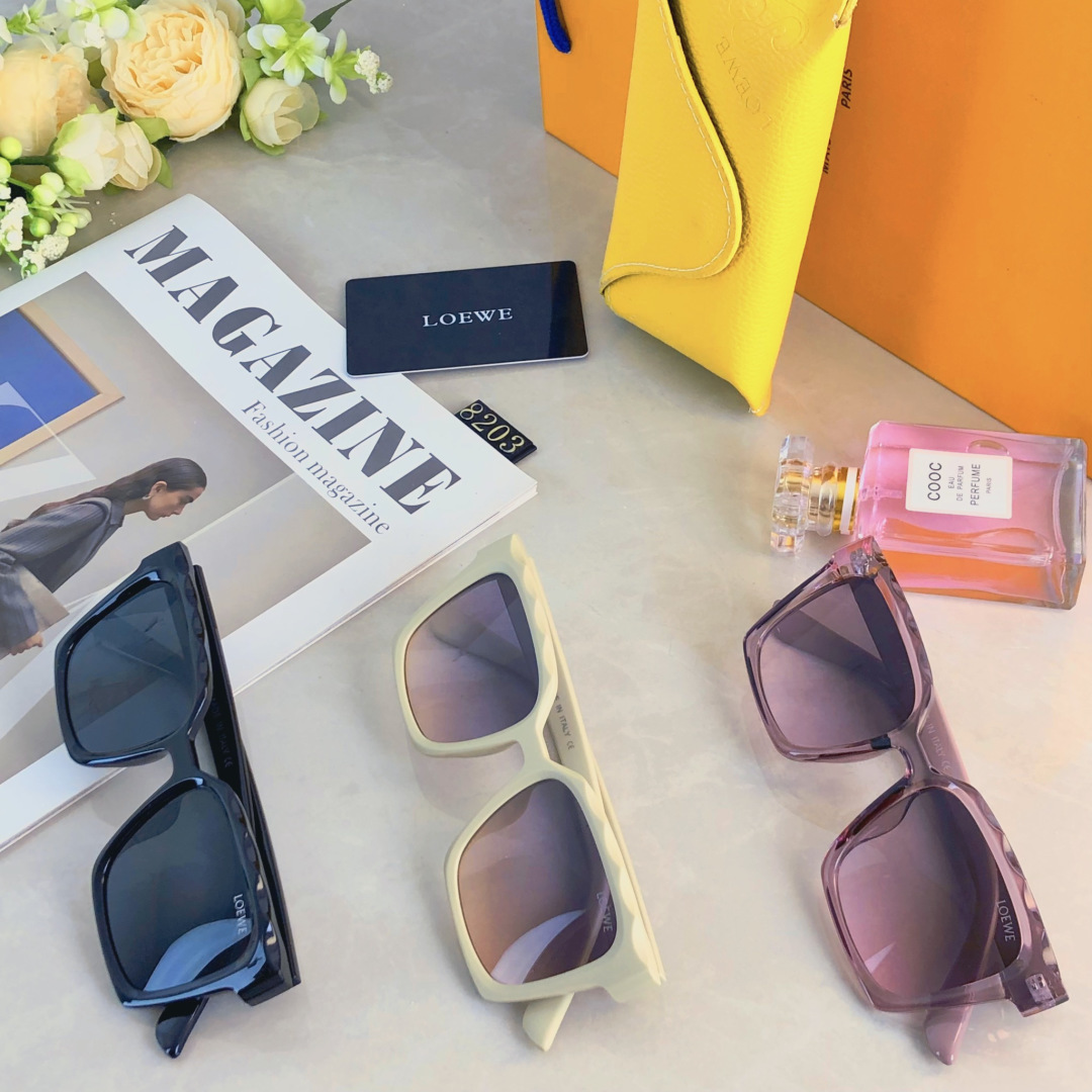 。。Loew*欧美网红女太阳镜方形街拍新款墨镜防紫外线ins粗框眼镜