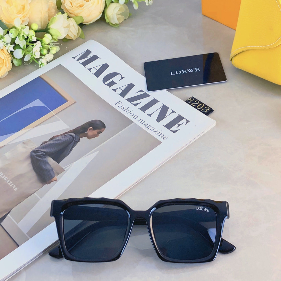 。。Loew*欧美网红女太阳镜方形街拍新款墨镜防紫外线ins粗框眼镜