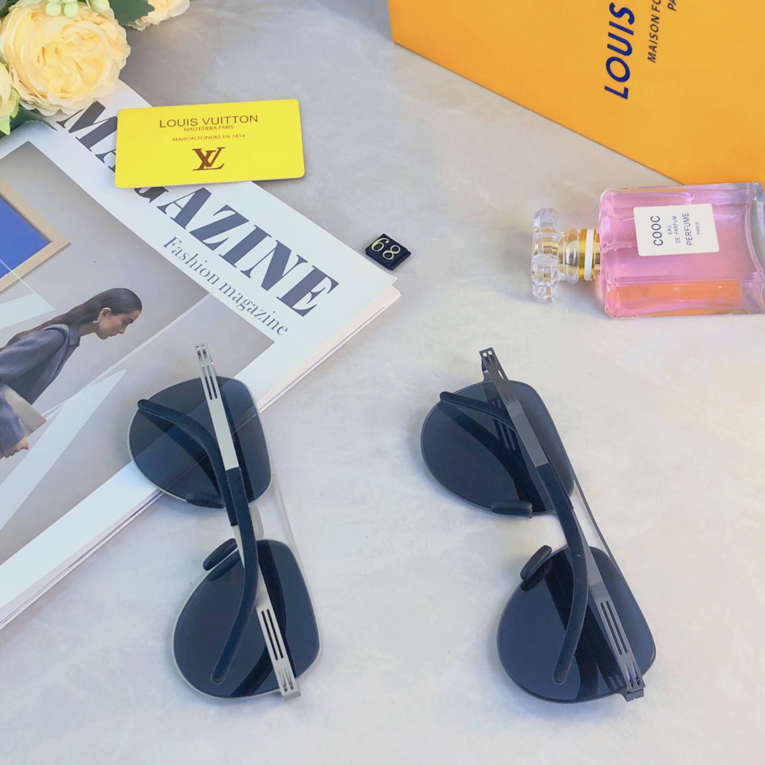 。。Louis vuitto*经典尼龙偏光不锈钢墨镜 复古飞行员墨镜超弹无螺丝蛤蟆镜男潮