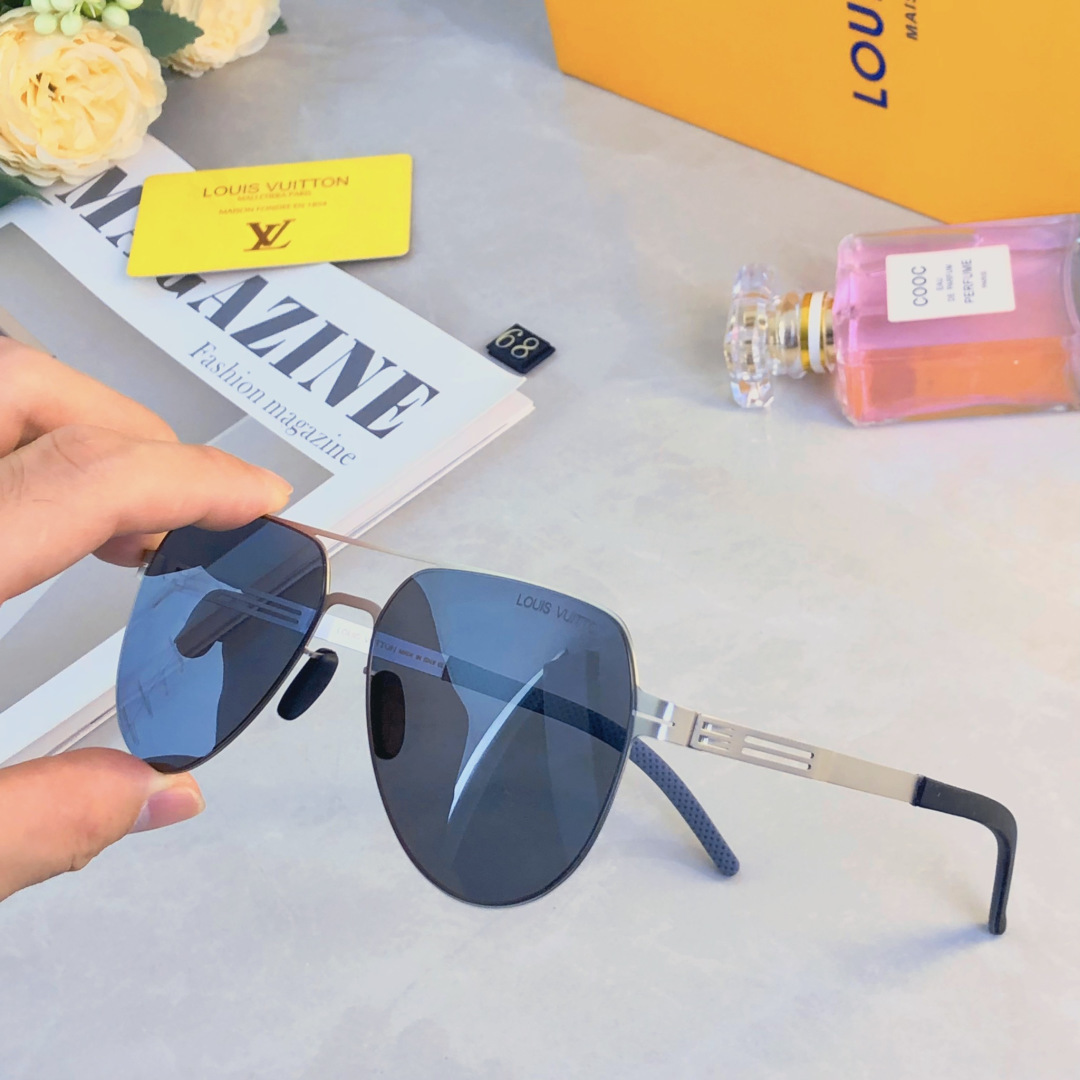 。。Louis vuitto*经典尼龙偏光不锈钢墨镜 复古飞行员墨镜超弹无螺丝蛤蟆镜男潮