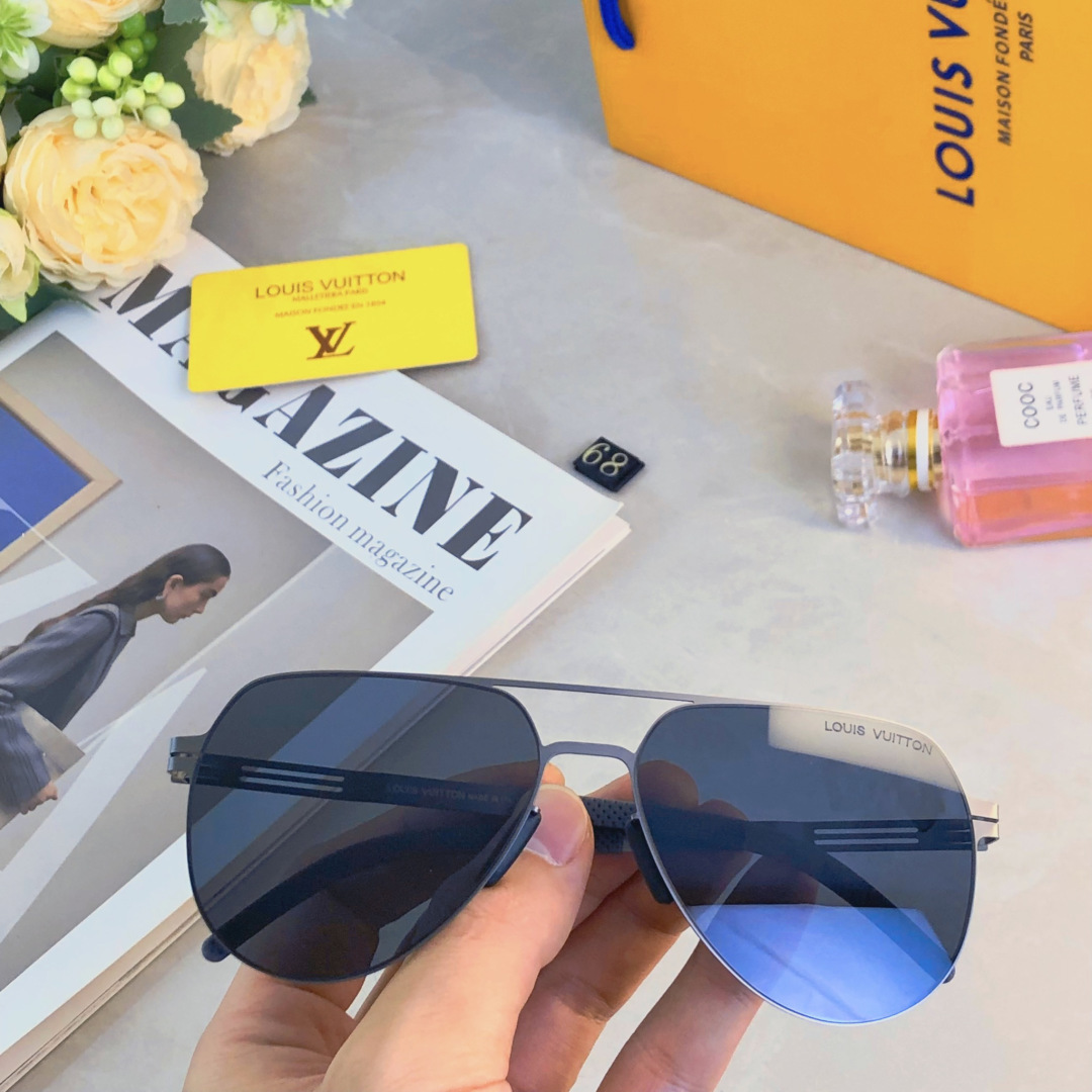 。。Louis vuitto*经典尼龙偏光不锈钢墨镜 复古飞行员墨镜超弹无螺丝蛤蟆镜男潮