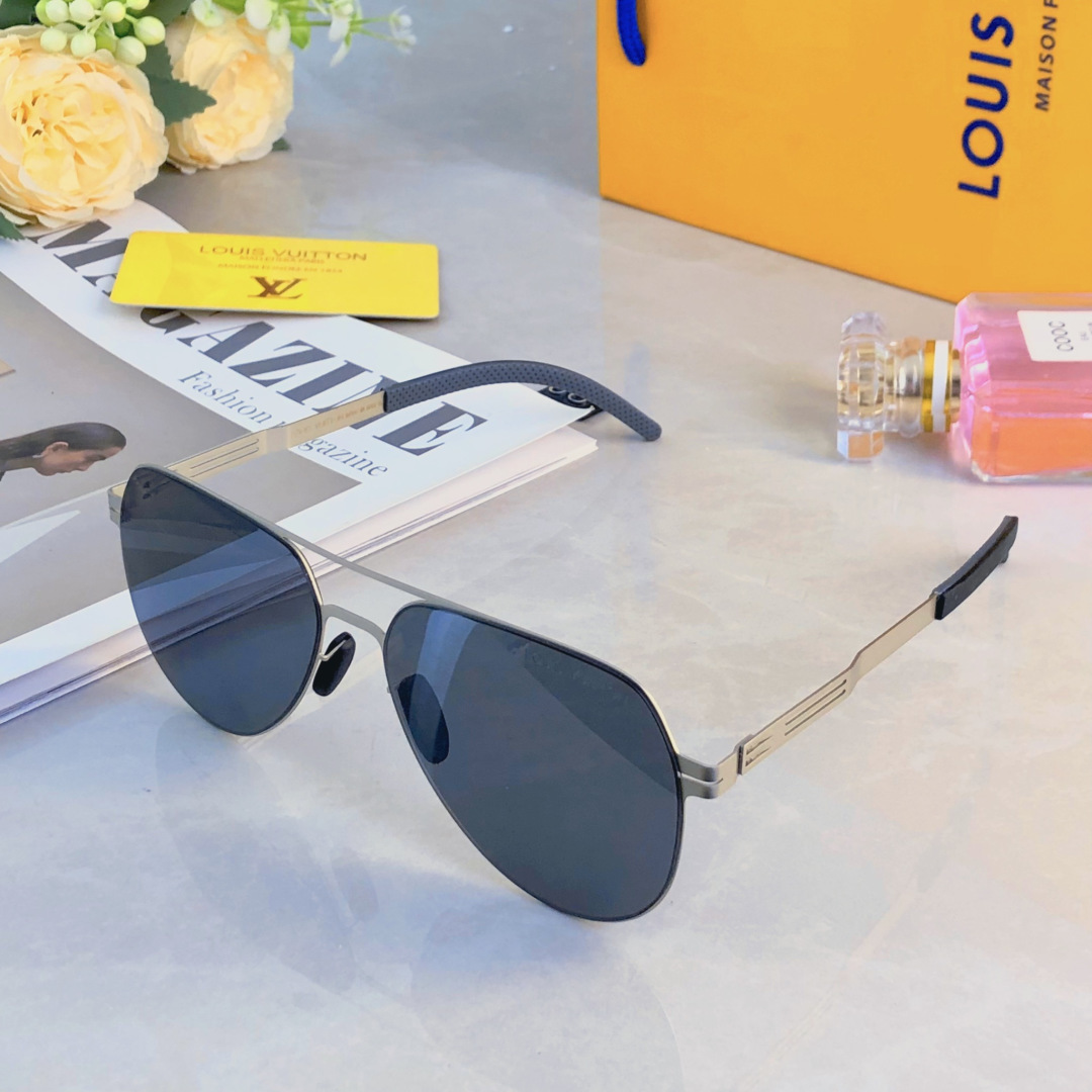 。。Louis vuitto*经典尼龙偏光不锈钢墨镜 复古飞行员墨镜超弹无螺丝蛤蟆镜男潮