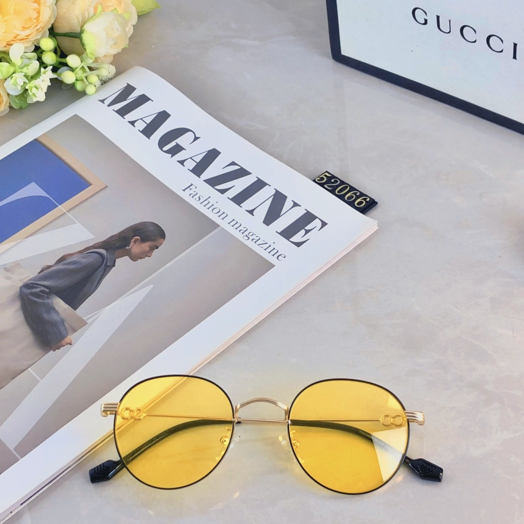 。。Gucc*新款轻盈圆形金属框偏光太阳镜女防紫外线高级感遮阳户外墨镜女潮