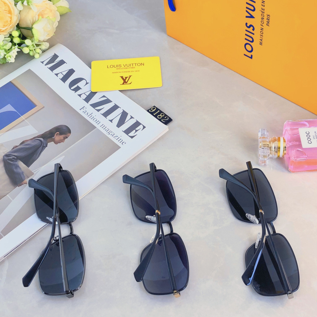 。。Louis vuitto*墨镜男潮方形个性耍酷眼镜 男士经典金属框单梁百搭太阳镜