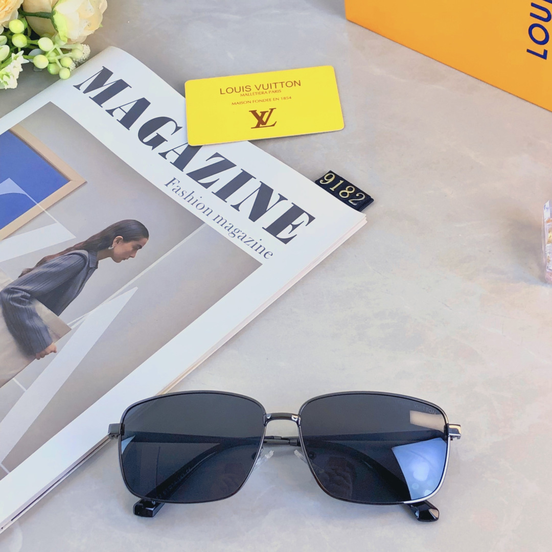 。。Louis vuitto*墨镜男潮方形个性耍酷眼镜 男士经典金属框单梁百搭太阳镜