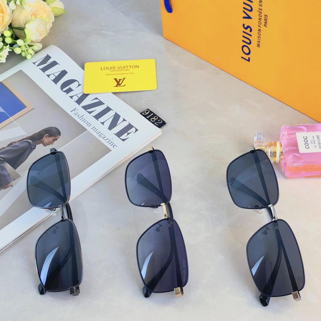 。。Louis vuitto*墨镜男潮方形个性耍酷眼镜 男士经典金属框单梁百搭太阳镜