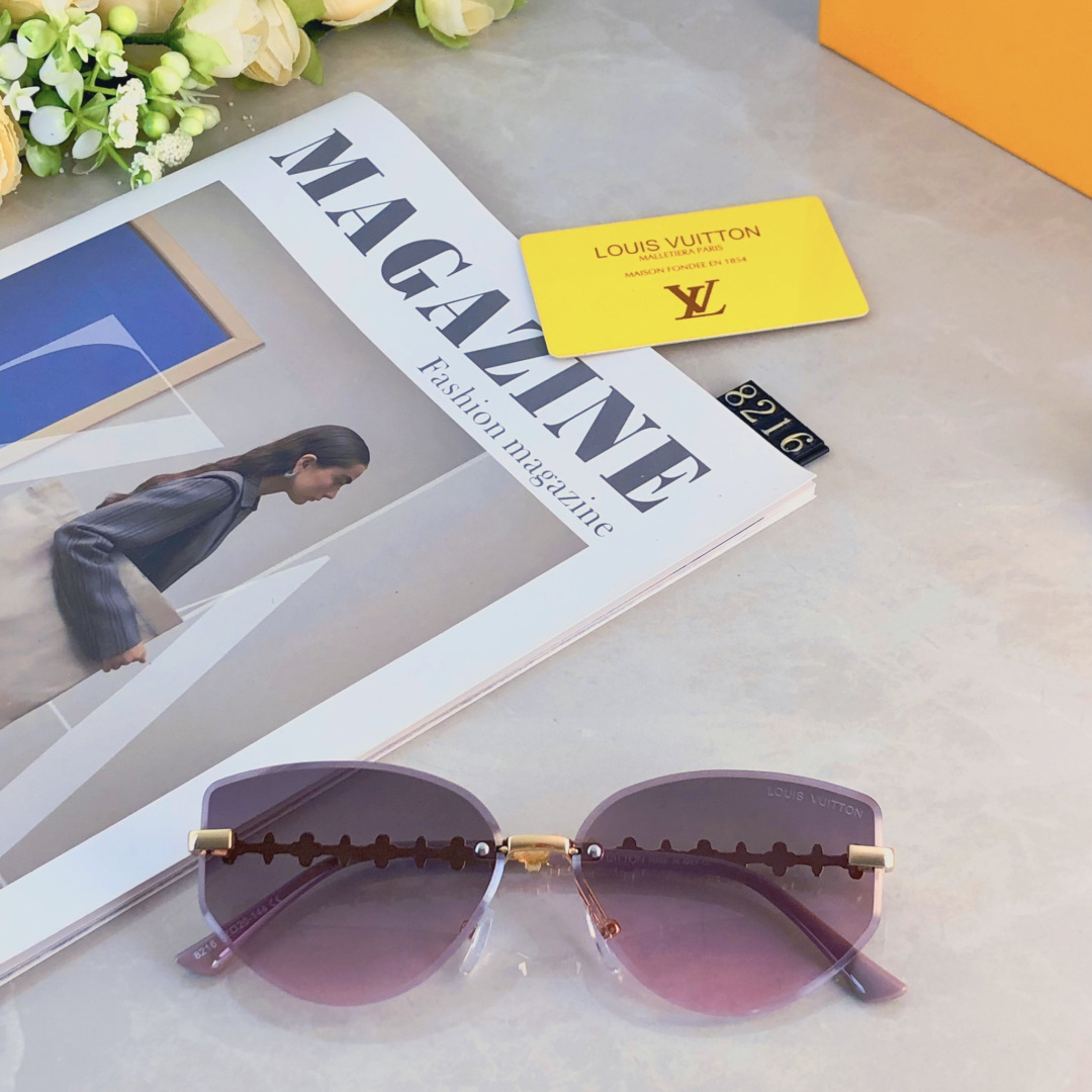 。。Louis vuitto*2025新款无框猫眼墨镜女欧美风网红款复古辣妹y2k海边街拍太阳镜