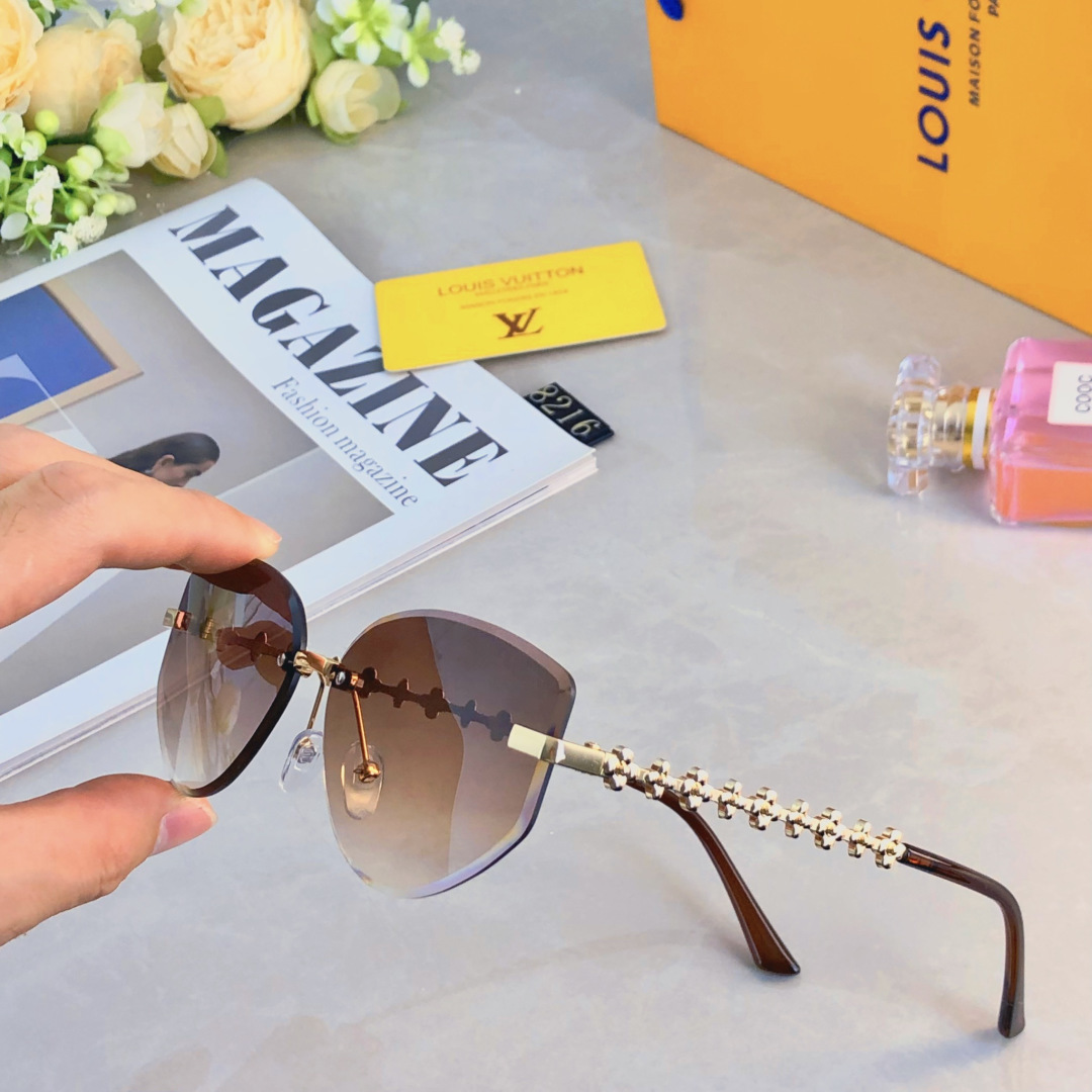 。。Louis vuitto*2025新款无框猫眼墨镜女欧美风网红款复古辣妹y2k海边街拍太阳镜