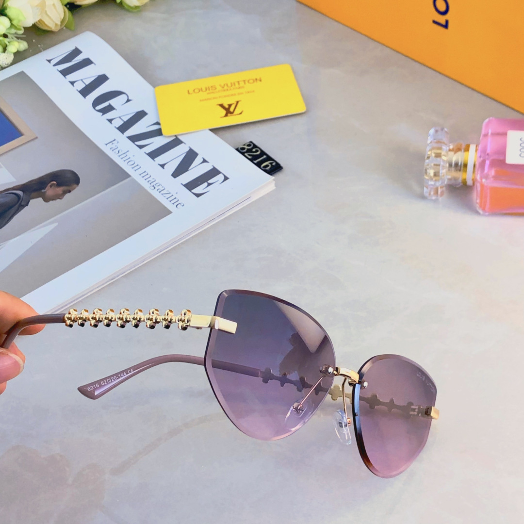 。。Louis vuitto*2025新款无框猫眼墨镜女欧美风网红款复古辣妹y2k海边街拍太阳镜