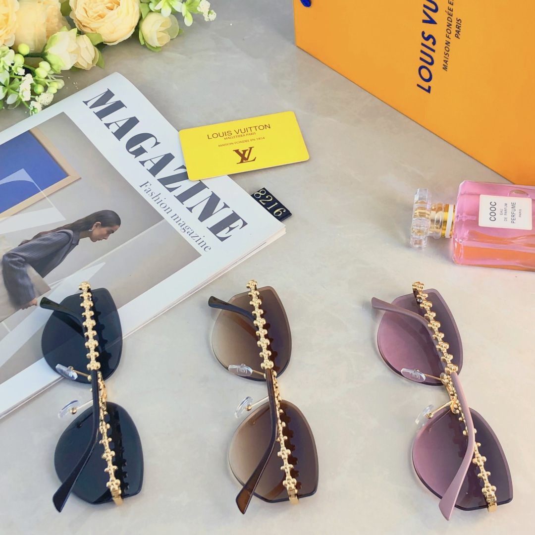 。。Louis vuitto*2025新款无框猫眼墨镜女欧美风网红款复古辣妹y2k海边街拍太阳镜