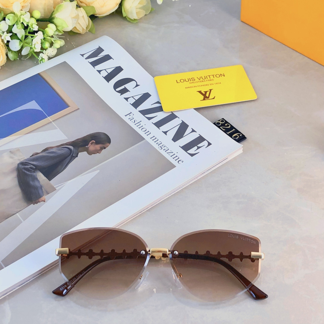 。。Louis vuitto*2025新款无框猫眼墨镜女欧美风网红款复古辣妹y2k海边街拍太阳镜