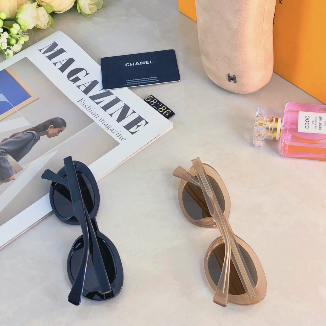 。。Chane*时尚新款小椭圆板材脚偏光太阳眼镜潮女网红素颜街拍个性墨镜ins