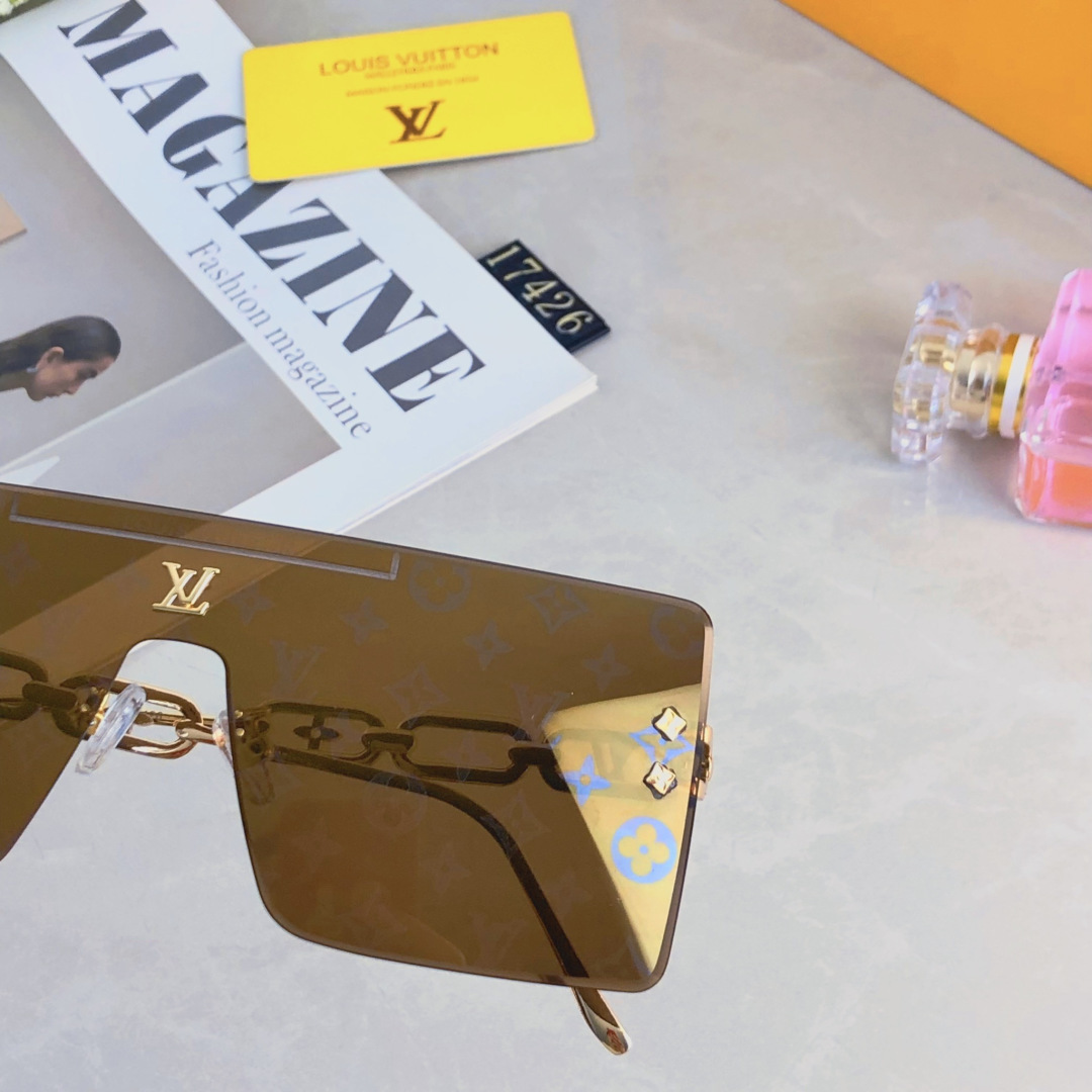 。。Louis vuitto*Ins欧美大脸连体太阳镜个性网红方形开车防风遮阳墨镜男女潮