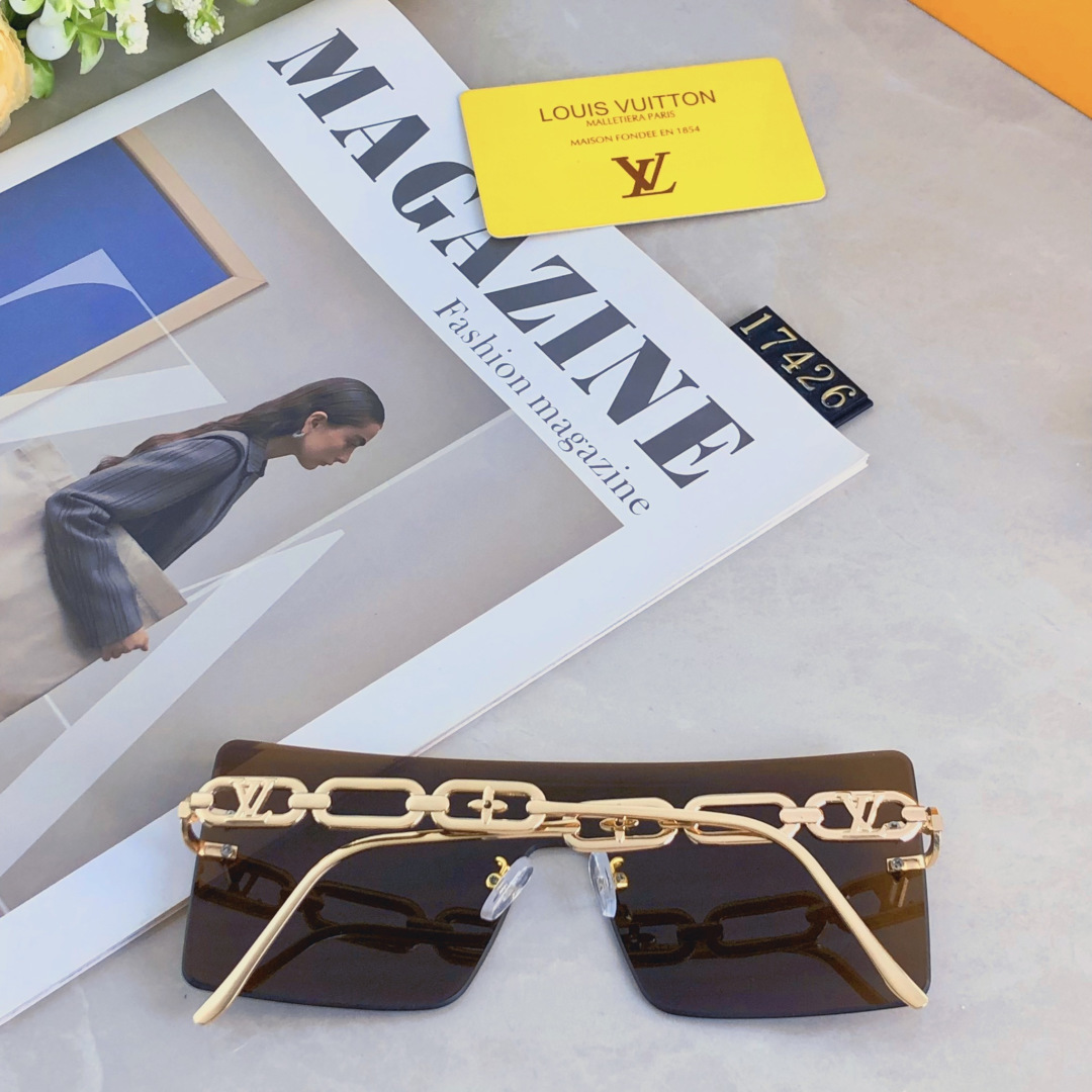 。。Louis vuitto*Ins欧美大脸连体太阳镜个性网红方形开车防风遮阳墨镜男女潮