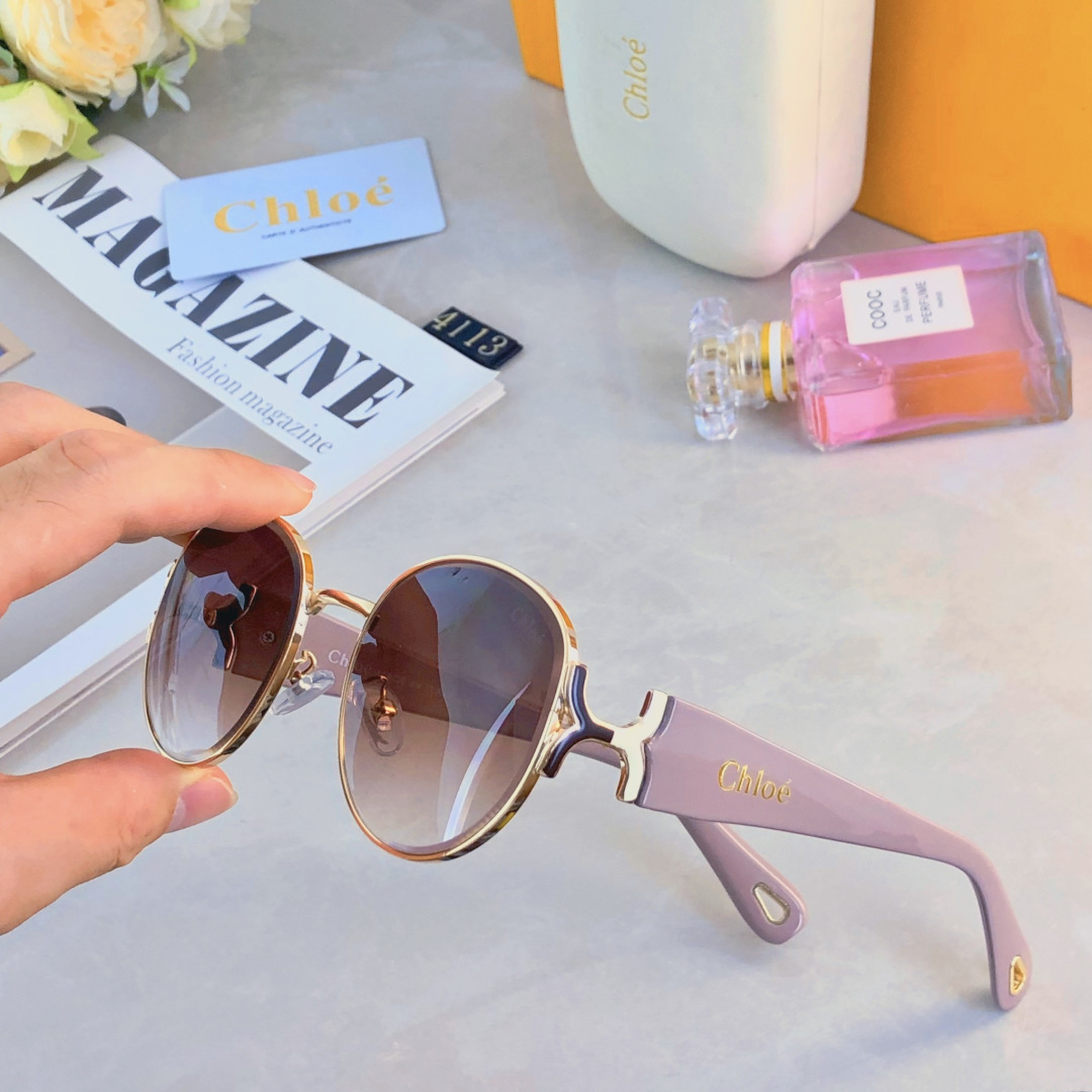 。。Chlo*复古港风金属墨镜防晒高级感小框90年代凹造型太阳眼镜