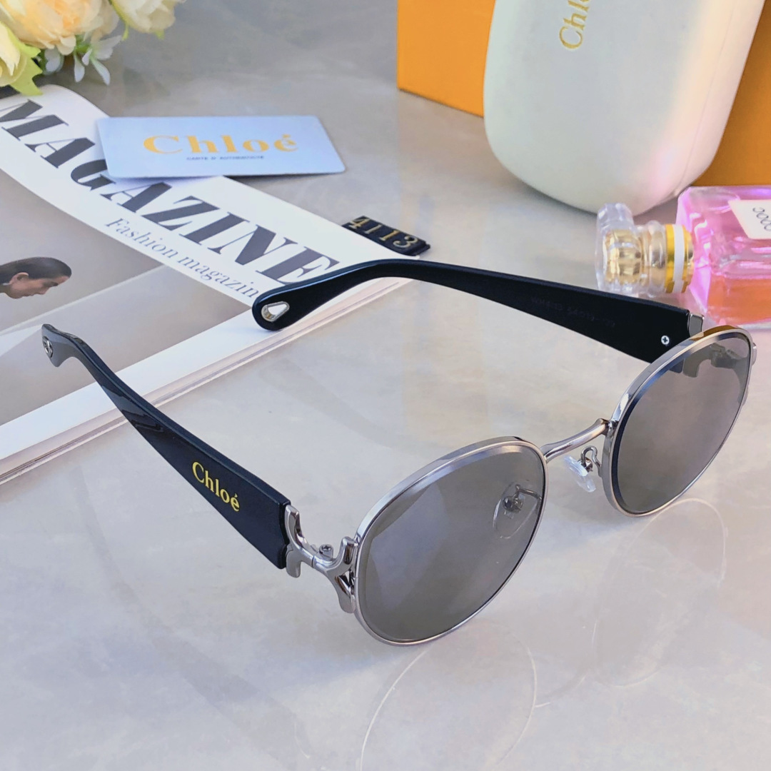 。。Chlo*复古港风金属墨镜防晒高级感小框90年代凹造型太阳眼镜
