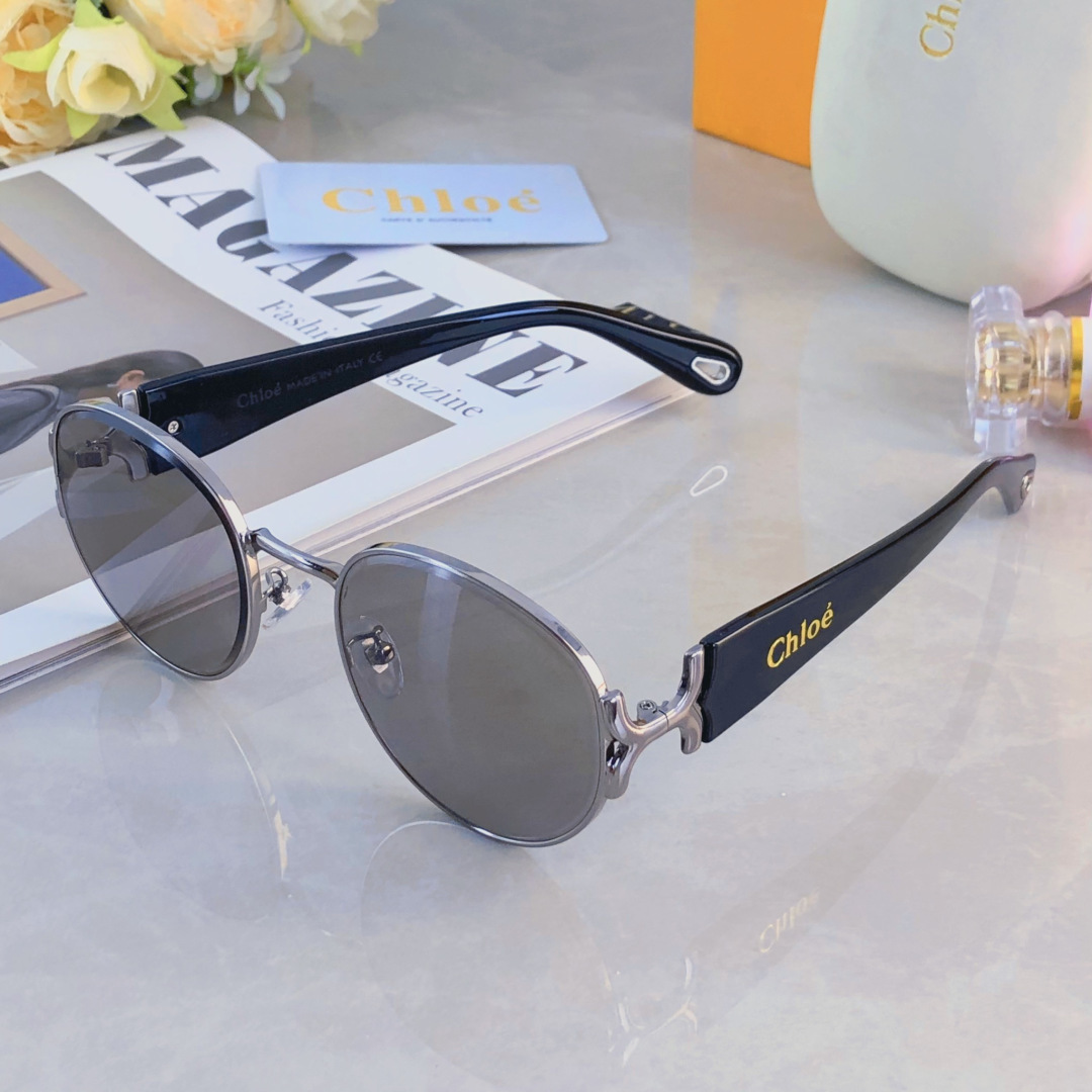 。。Chlo*复古港风金属墨镜防晒高级感小框90年代凹造型太阳眼镜