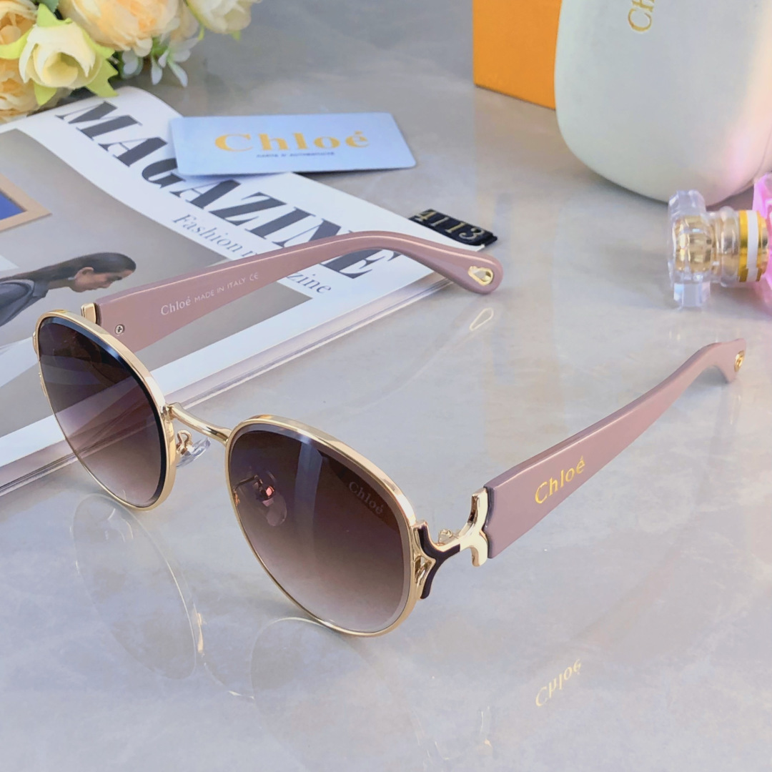 。。Chlo*复古港风金属墨镜防晒高级感小框90年代凹造型太阳眼镜