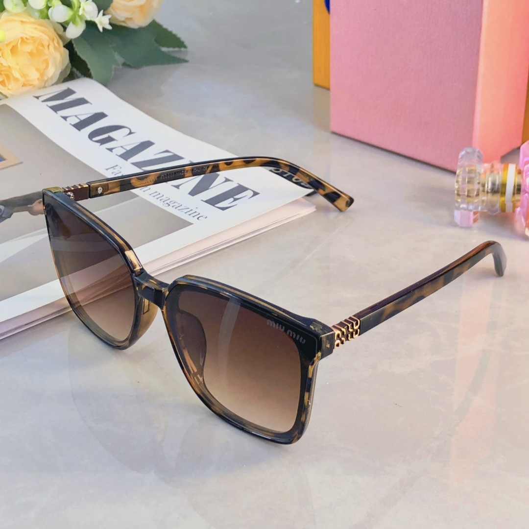 。。miumi*简约时尚方形太阳镜小红书网红同款豹纹太阳眼镜遮阳防晒墨镜个性