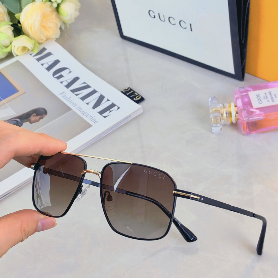 。。Gucc*时尚尼龙偏光太阳镜 潮流金属男款墨镜 超轻司机开车钓鱼遮阳眼镜