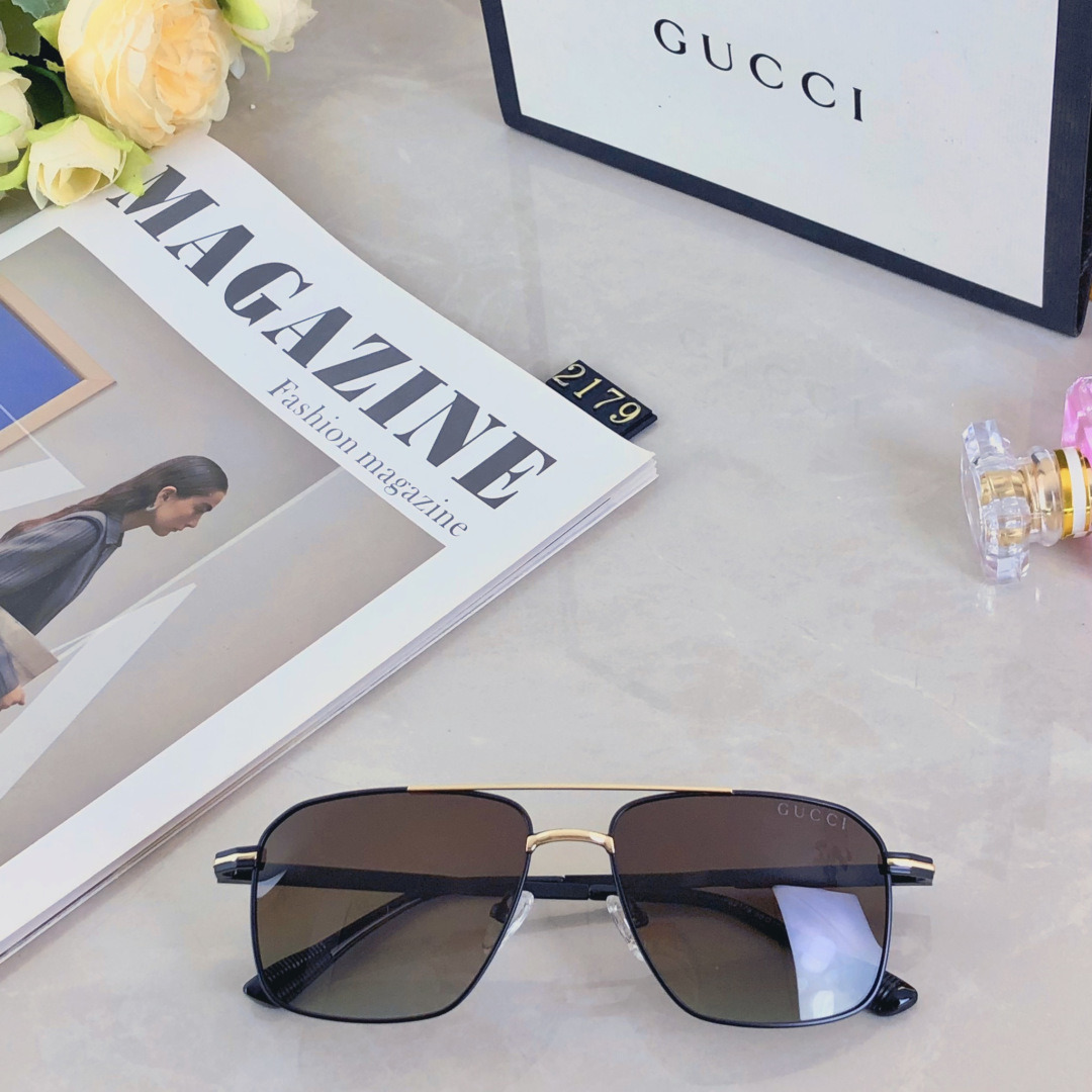 。。Gucc*时尚尼龙偏光太阳镜 潮流金属男款墨镜 超轻司机开车钓鱼遮阳眼镜