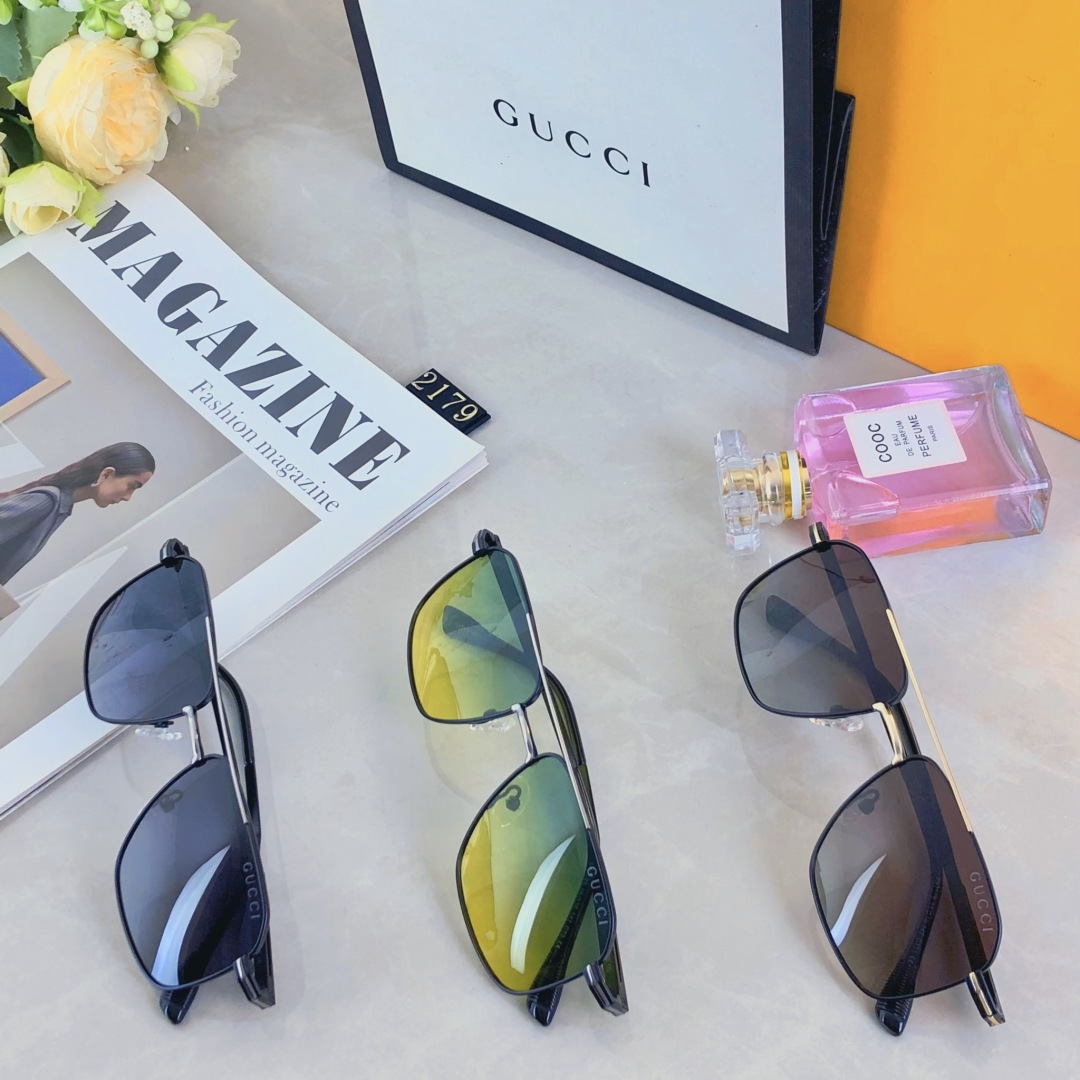 。。Gucc*时尚尼龙偏光太阳镜 潮流金属男款墨镜 超轻司机开车钓鱼遮阳眼镜