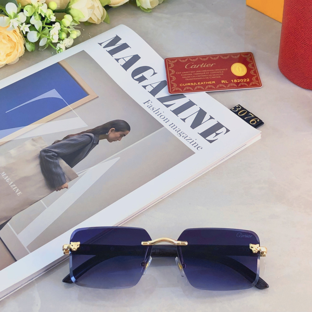 。。Cartie*欧美风个性豹子无框切边眼镜2025新款气质复古