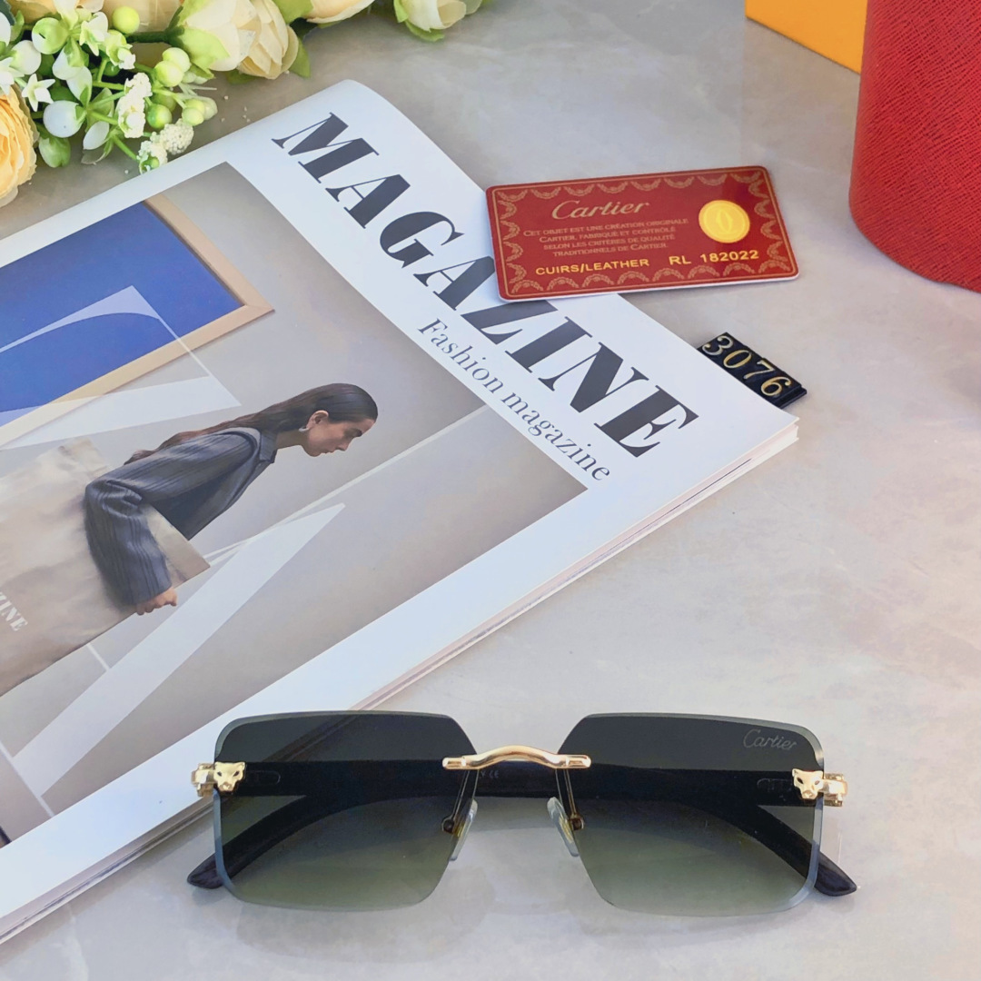 。。Cartie*欧美风个性豹子无框切边眼镜2025新款气质复古