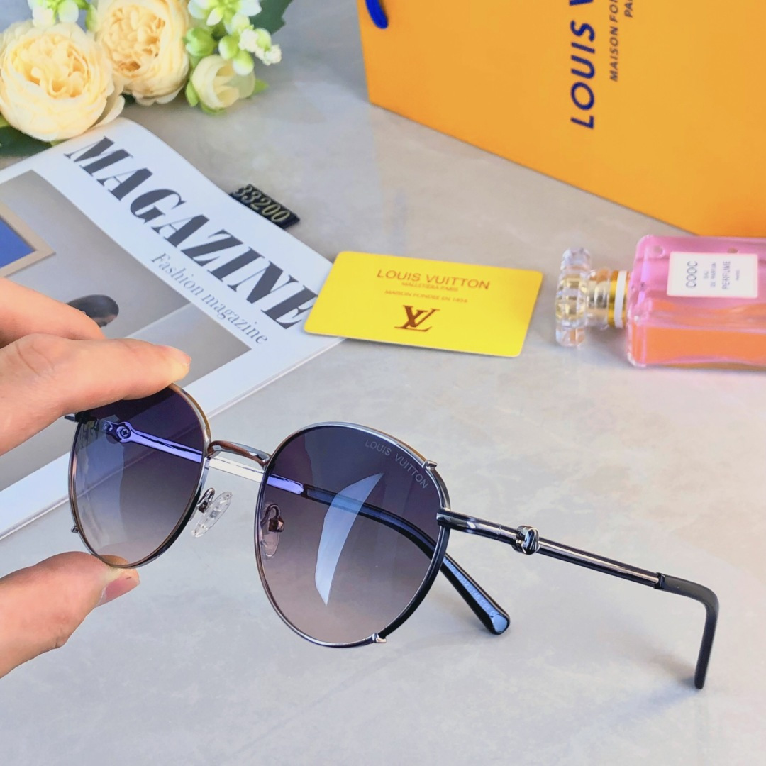 。。Louis vuitto*欧美风金属圆形复古偏光墨镜女高级感防紫外线开车时尚太阳镜