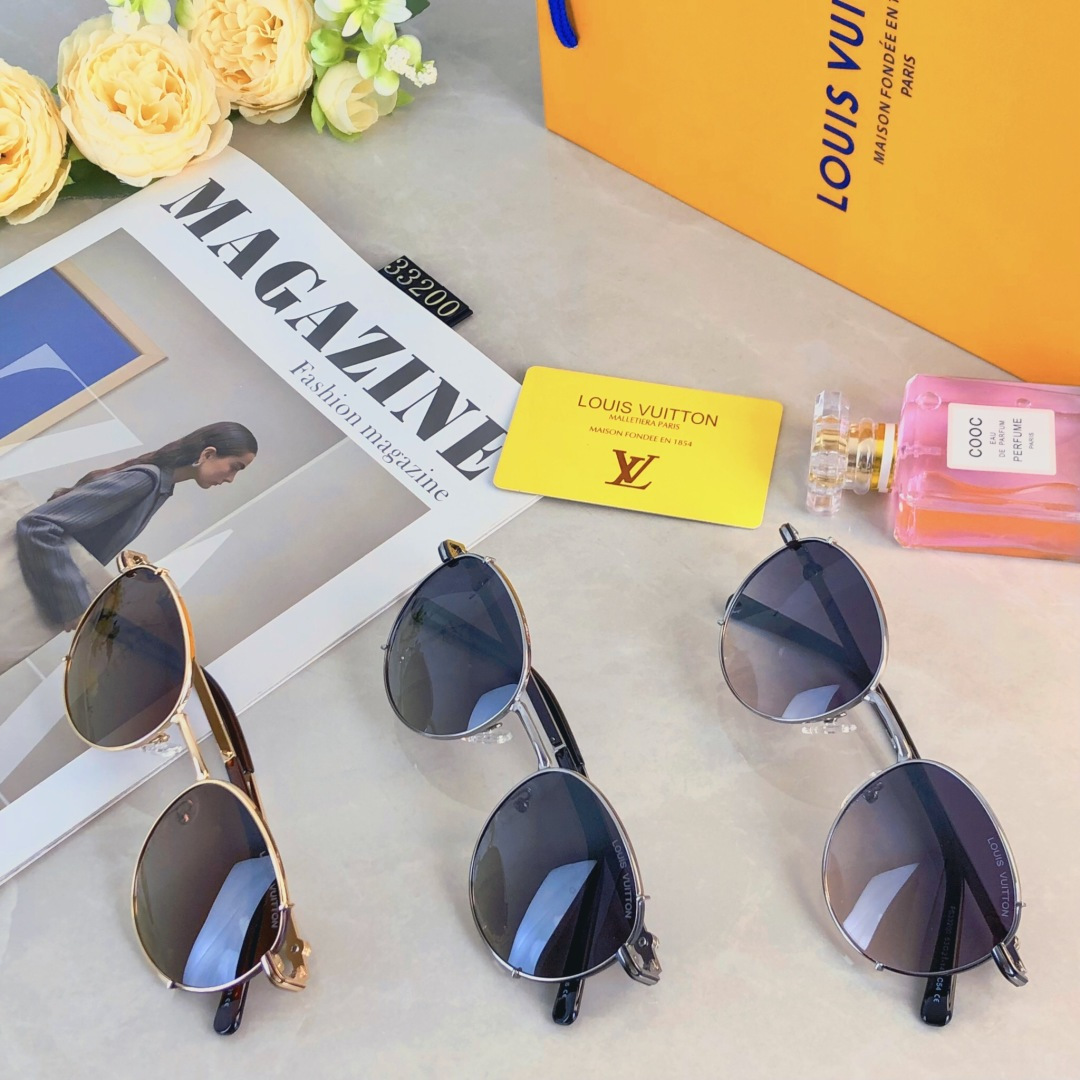 。。Louis vuitto*欧美风金属圆形复古偏光墨镜女高级感防紫外线开车时尚太阳镜