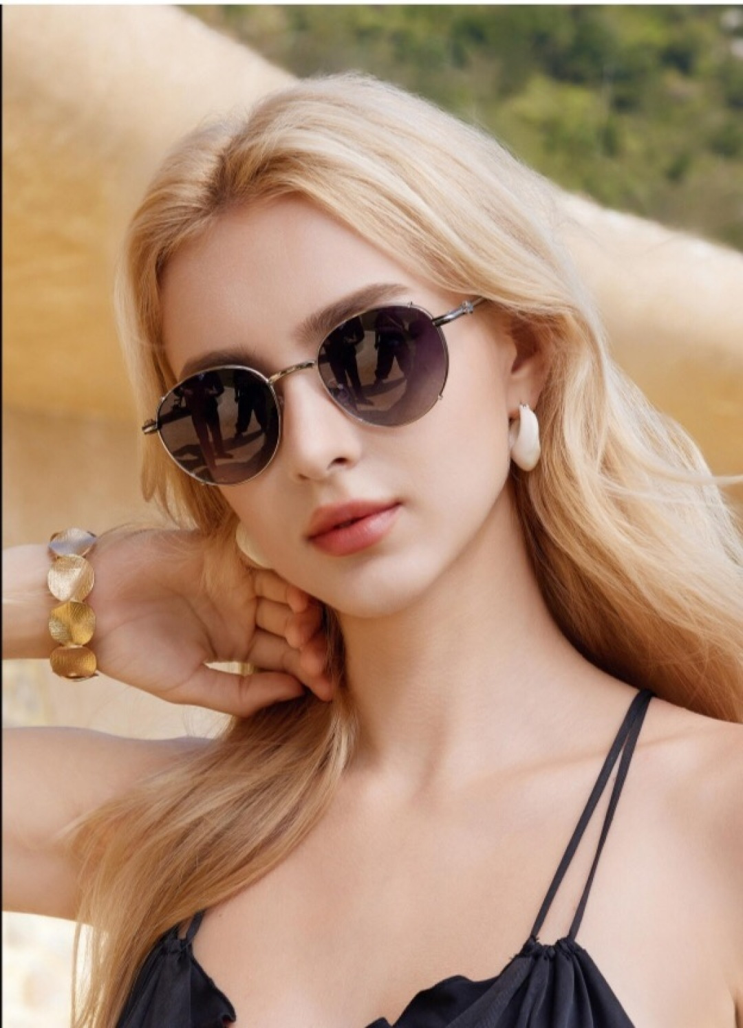 。。Louis vuitto*欧美风金属圆形复古偏光墨镜女高级感防紫外线开车时尚太阳镜