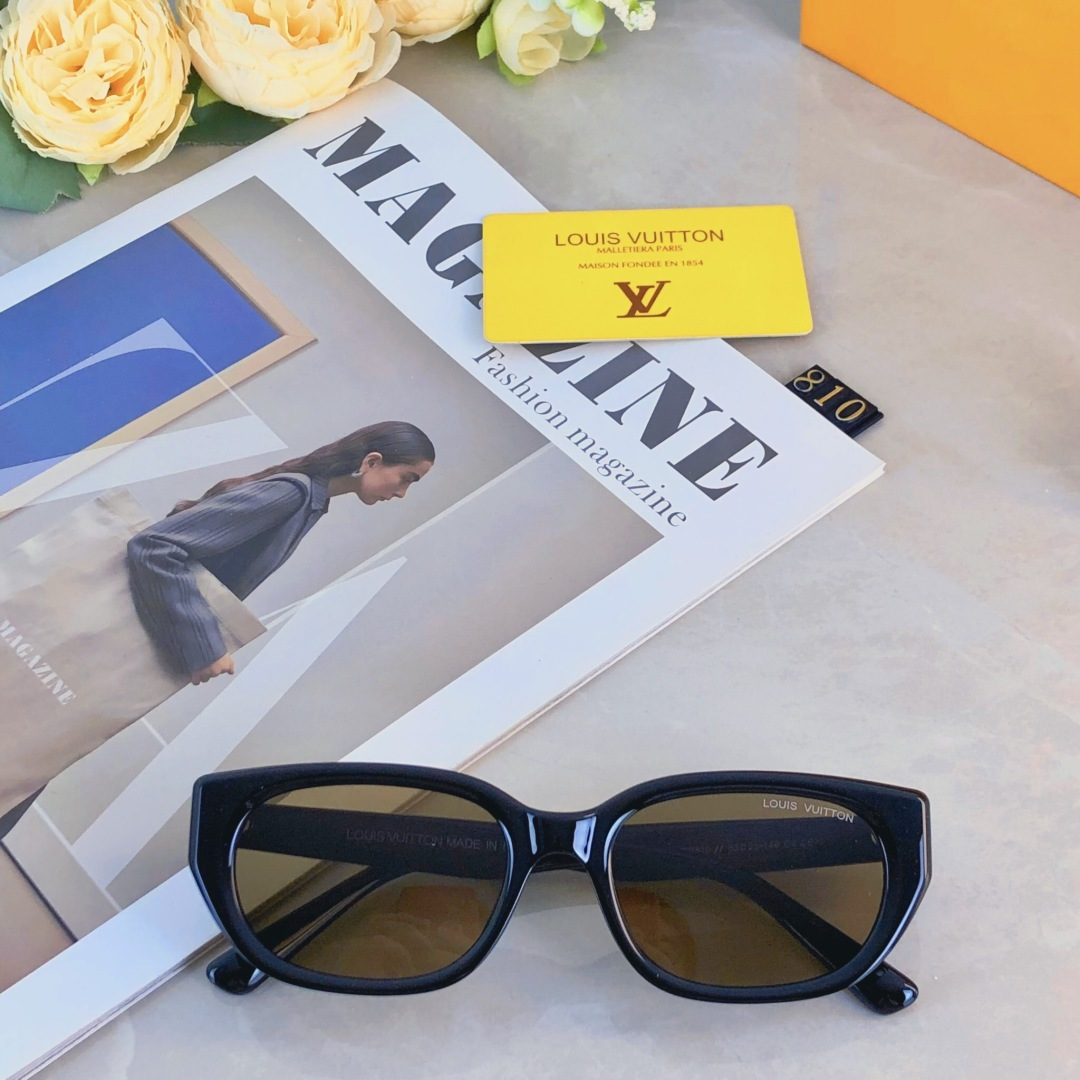 。。Louis vuitto*复古猫眼墨镜女方圆脸显瘦偏光太阳镜男女轻ins韩版潮网红素颜镜